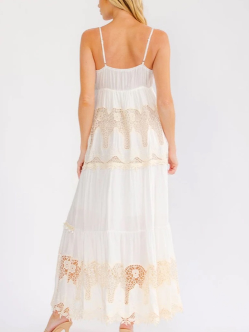 "The Elizabeth" Tiered Crochet Lace Maxi Dress - Picture 4 of 5